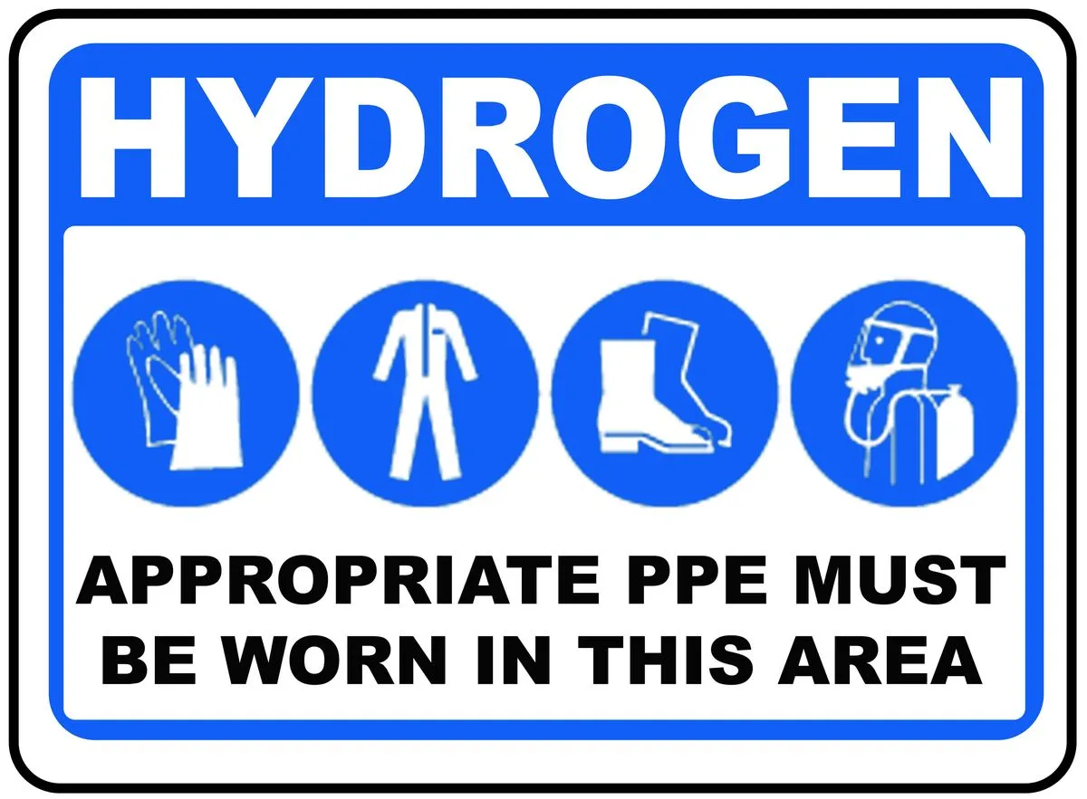 Hydrogen Appropriate PPE Must Be Worn In This Area 30x40cm Sign-4 Pack.