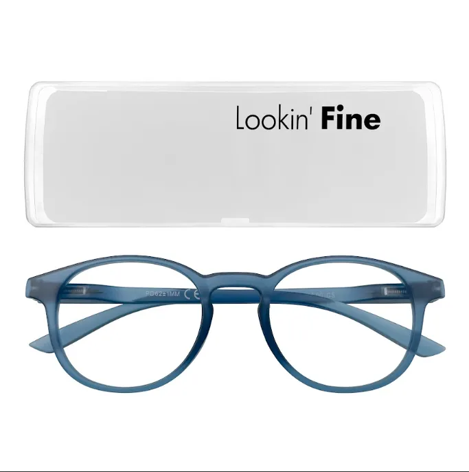 Lookin' Fine - Round Blue Blocking Reading Glasses