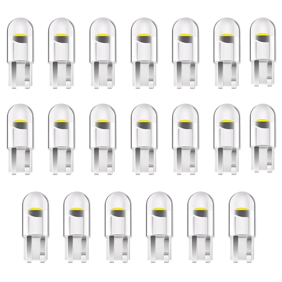 20PCS T10 W5W 12V 6000K White LED Car Interior Light Bulbs