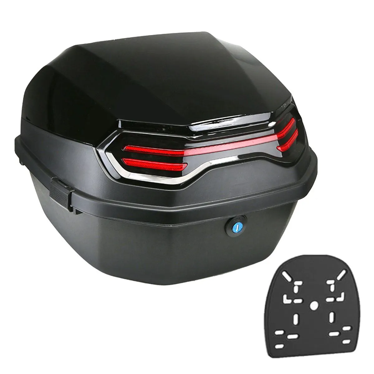 Motorbike Tail Trunk Helmet Luggage Storage Top Case Motorcycle Back Case - Black
