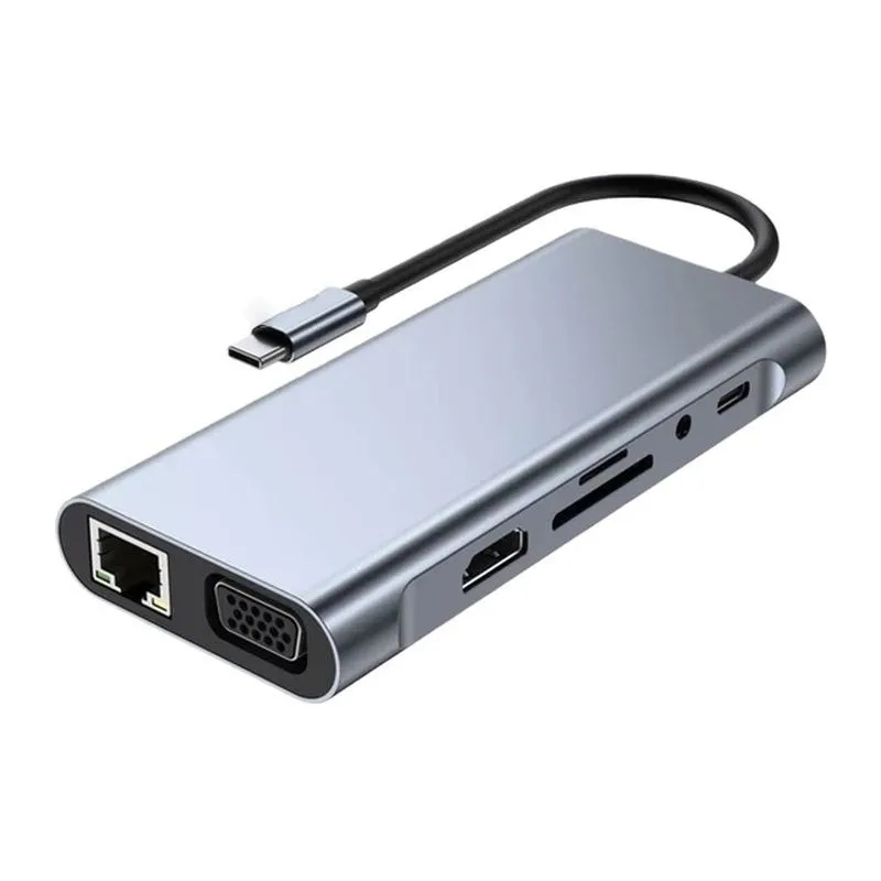 11-in-1 USB-C Hub with HDMI, USB 3.0, PD, RJ45, SD/TF