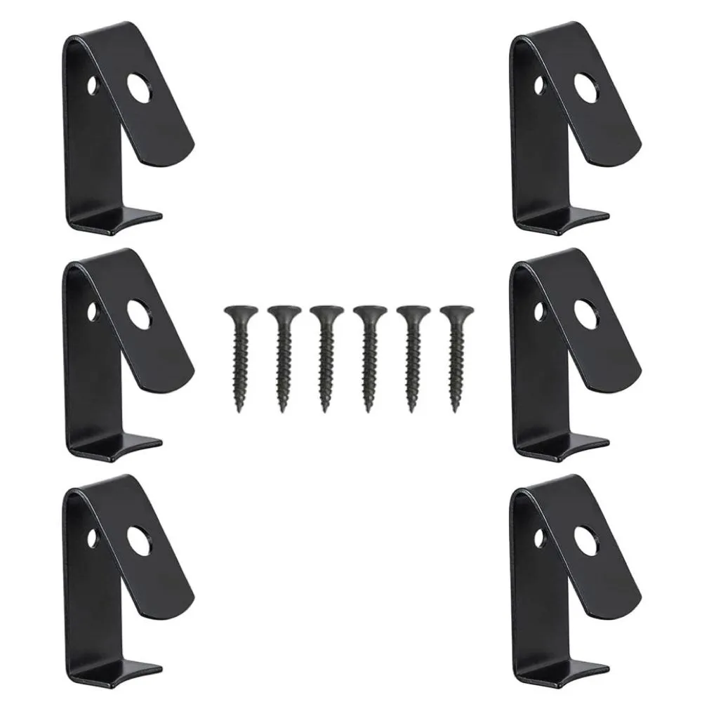 Garden Wall Hook Flower Clips For Hanging Pot Plants Set of 6 - 5cm - Black