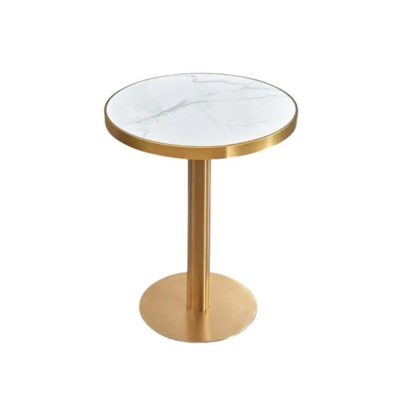 Round Marble High Table With Gold Legs
