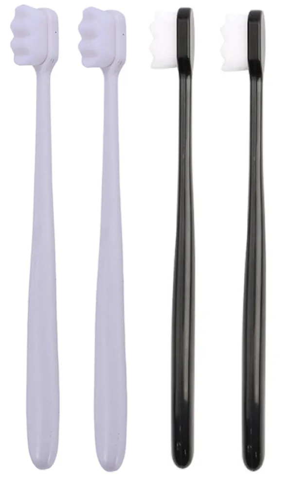 4x Ultra Soft Ultra Fine 10 000 Bristles Toothbrush - Black & White
