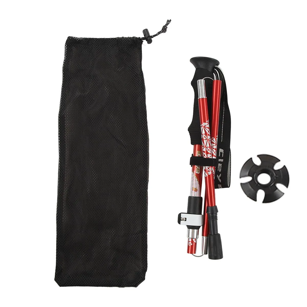 5-Section Collapsible Hiking Poles - Red
