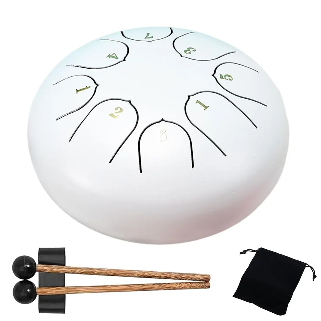 Steel Tongue Drum set 6 Inch 8 Note Steel Hand Drum with Drumsticks & Bag