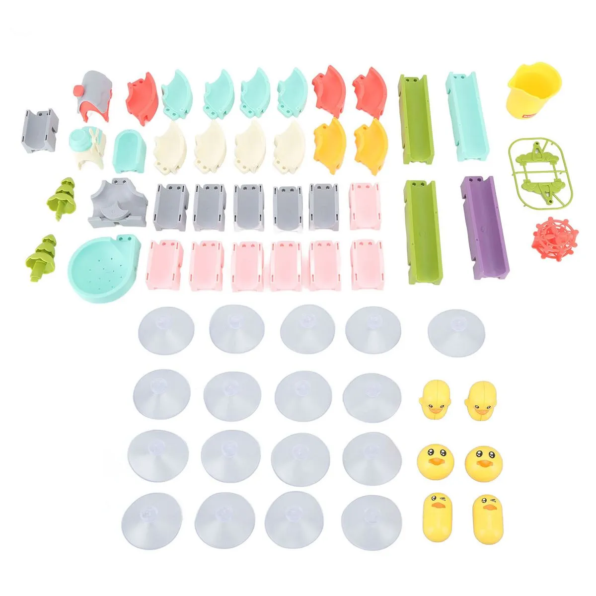 62PCS Baby Duck Slide Bath Toys Water Slide Track Wall Track Building Toys