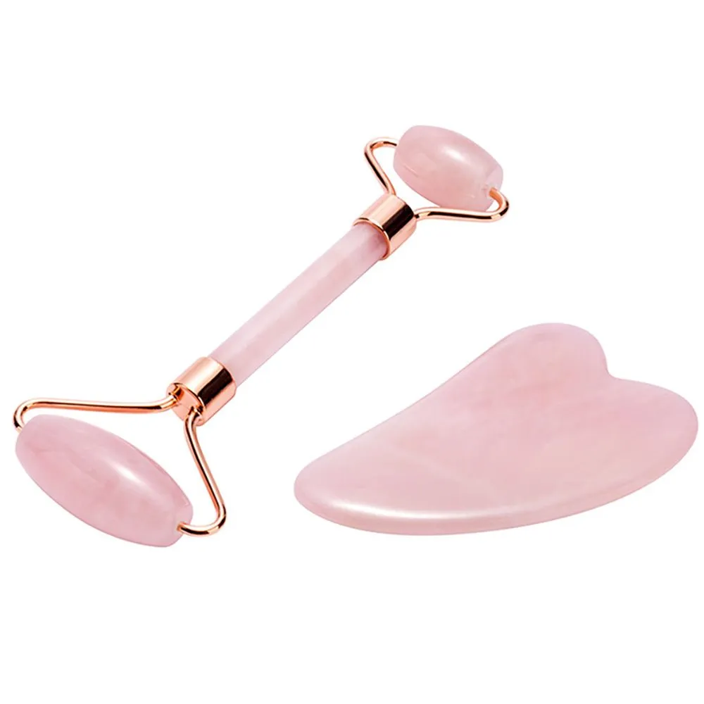 Styleberry Rose Quartz Facial Roller & Gua Sha Set - Skincare Tool