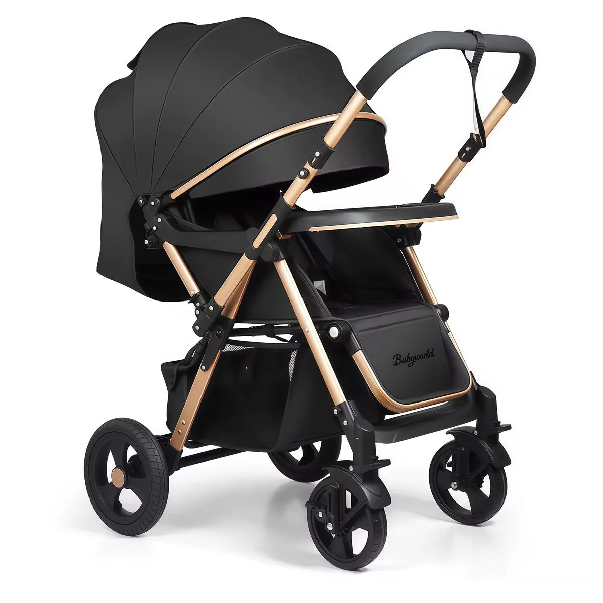 Babyworld High-Quality Full-Size Baby Stroller Travel System - Black