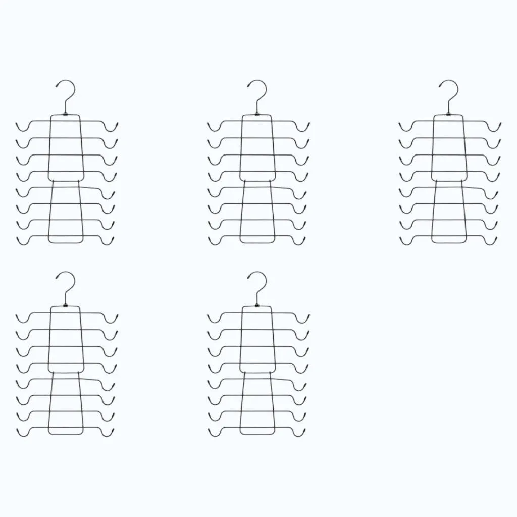 5 Pack - Space Saving Closet Organiser For Accessories & Wardrobe - Black