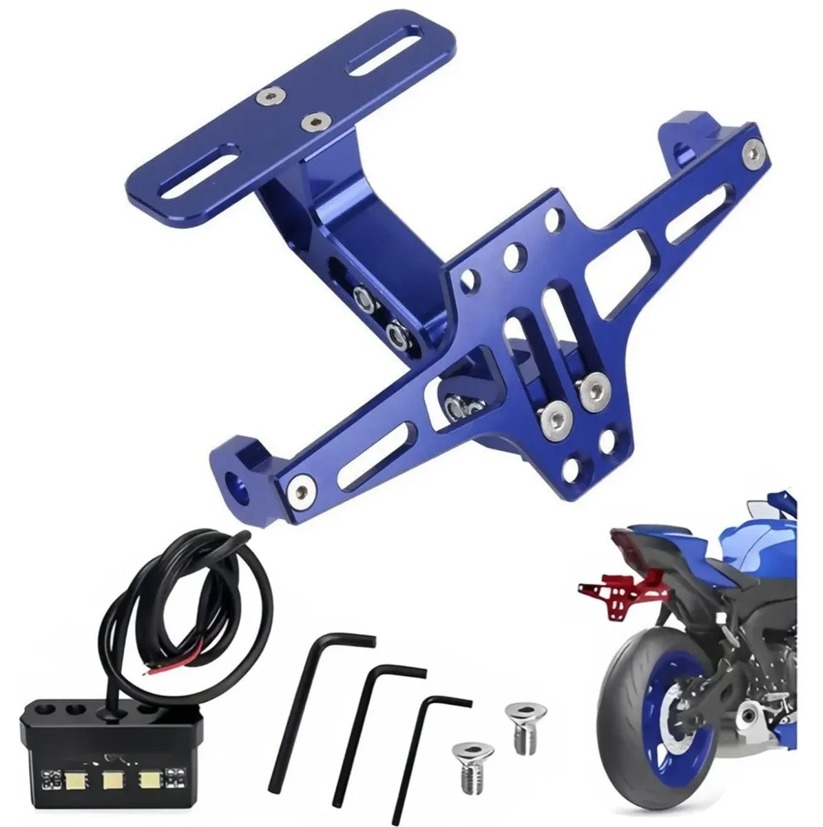 Adjustable Aluminum Bracket For Motorcycle License Plate Holder - Blue