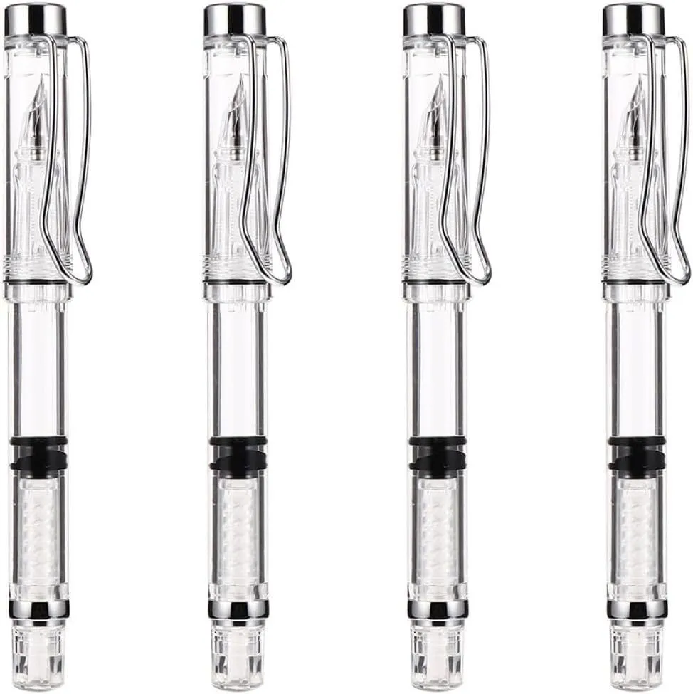 4 Pieces Fountain Pen Set with Built-in Ink Absorber and Piston Converter,