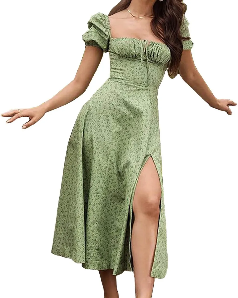 Women's Floral Maxi Dress French Style