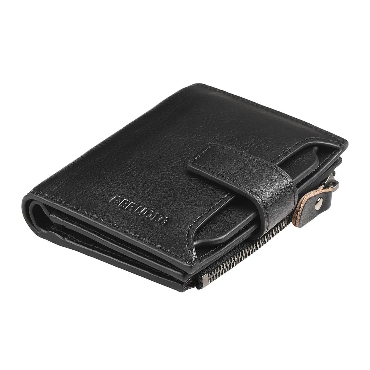 Men's Genuine Leather Wallet with RFID Blocking, 18 Card Slots, Stylish - Black