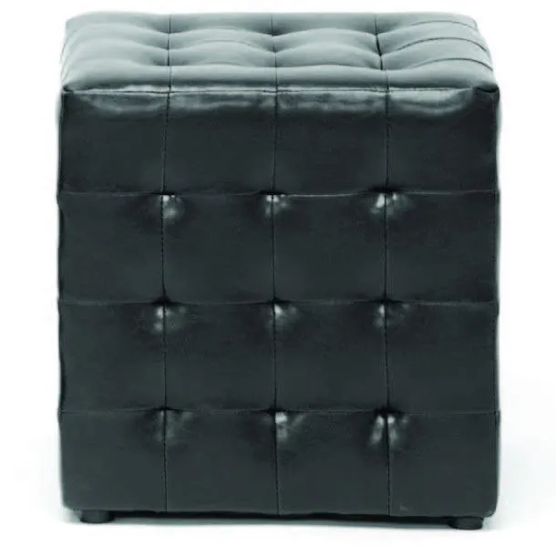 Baxton Studio Leather Cube Ottoman - Black