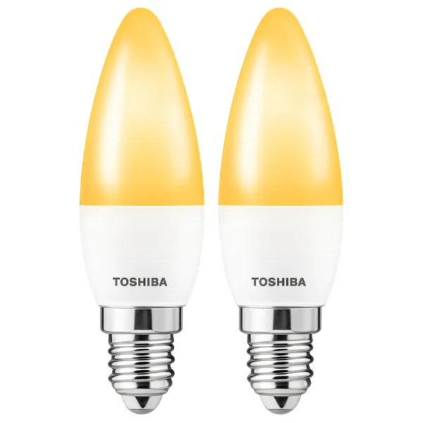 TOSHIBA E14 LED Candle Light Bulb 3W Warm White 3000K - 2 Pack