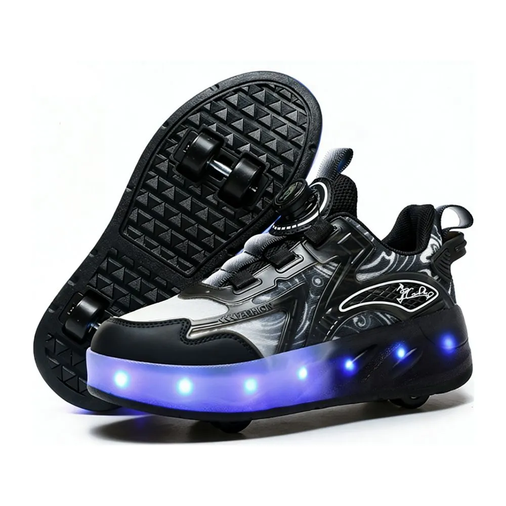 Kids LED 4 Wheels Roller Skates Rechargeable Light Up Sports Sneaker Shoes