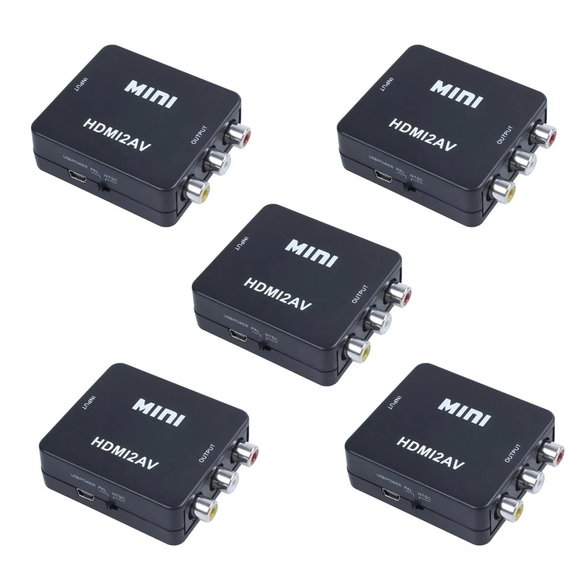 5X Mini Hdmi To 3Rca Cvbs Composite Video Av Converter Adapter Black