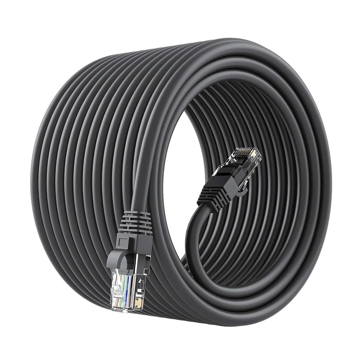 50m Cat6 High Speed 1000Mbps Internet Cable RJ45 Shielded Network LAN - Black