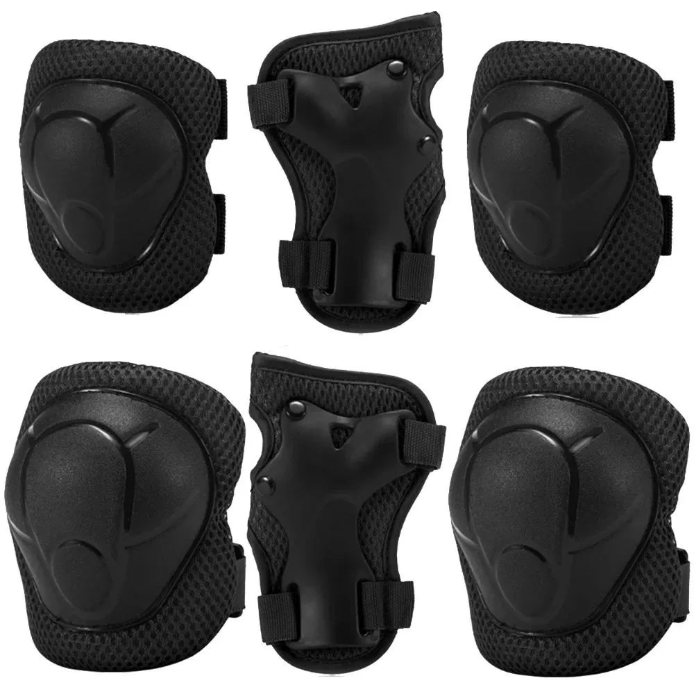 6 Piece Knee - Elbow & Wrist Guard Set for Children - 2-7yrs - 15-35kg - Black