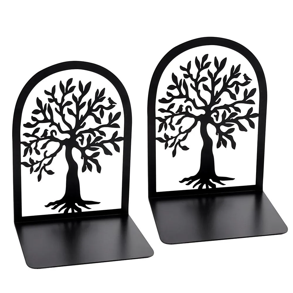 2 Pieces/Pair Creative Tree Shaped Metal Bookend for Books CDs Stand Holder