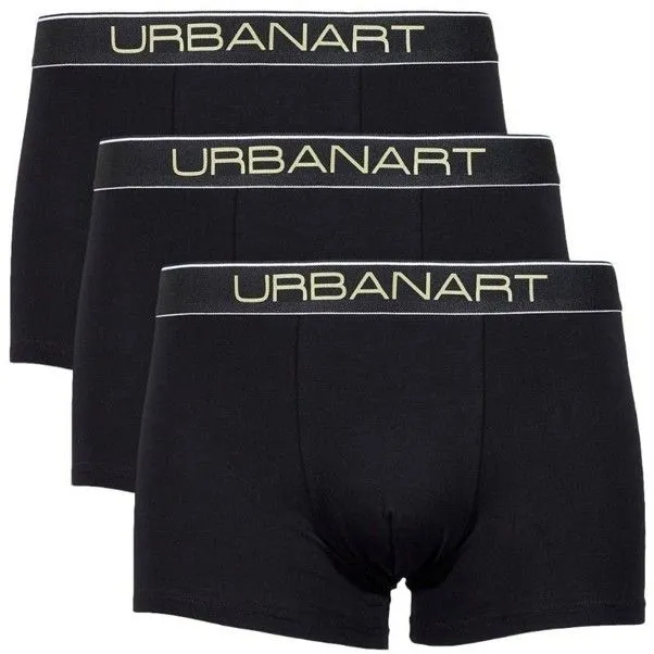 2XL Urbanart Men's Premium Cotton Stretch Boxer Briefs 3-Pack Comfort FiT - TRIPLE BLACK