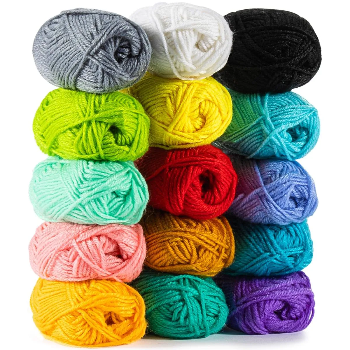 Hexchasty 15 Pack 20g Acrylic Yarn Skeins for Crocheting & Knitting