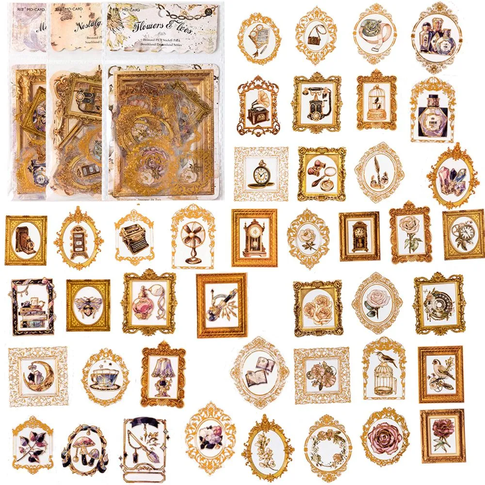Craft Stationery Baroque Scrapbooking Stickers Set of 90 - Brown