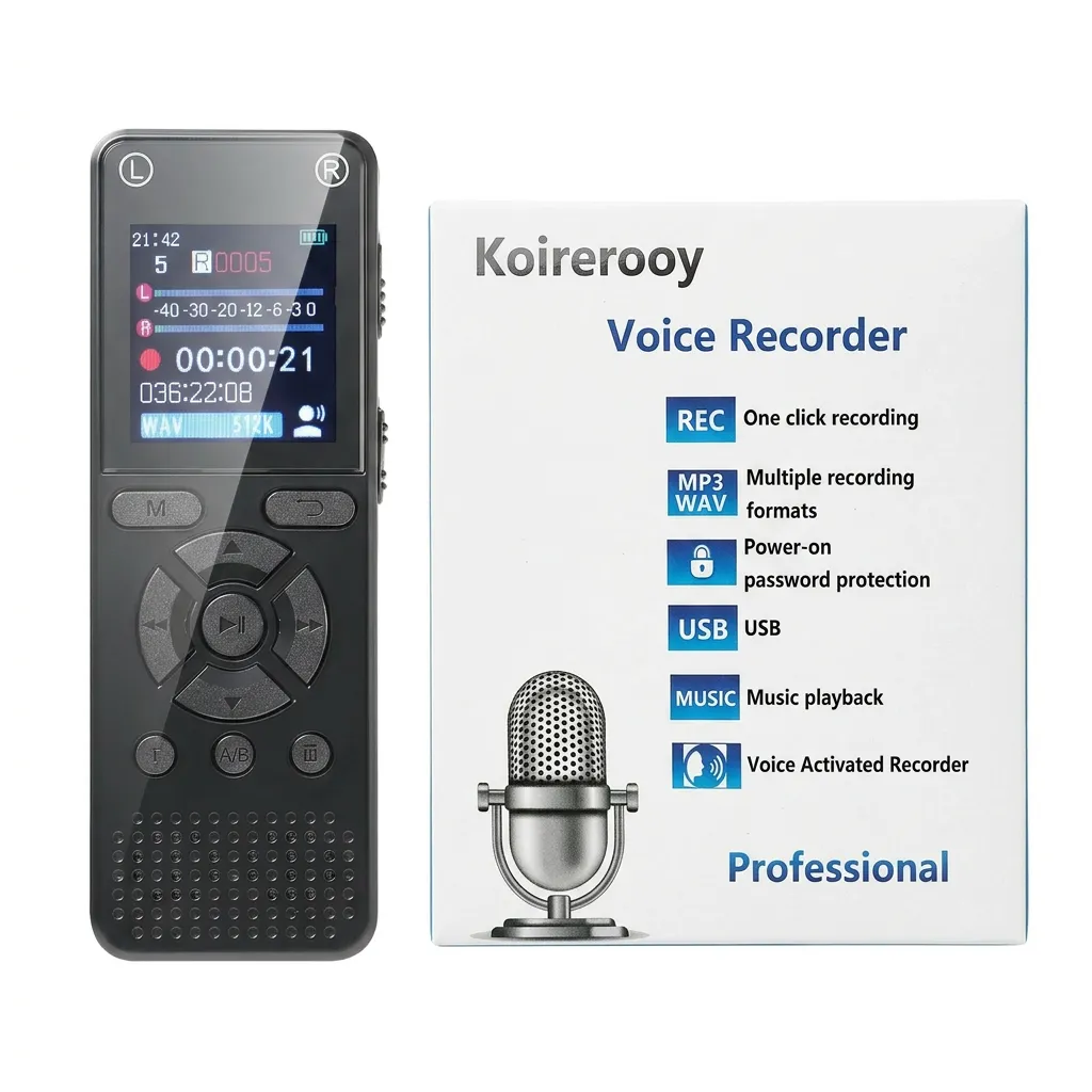 Koirerooy 64GB Digital Voice Recorder with Playback,Audio Recording Device