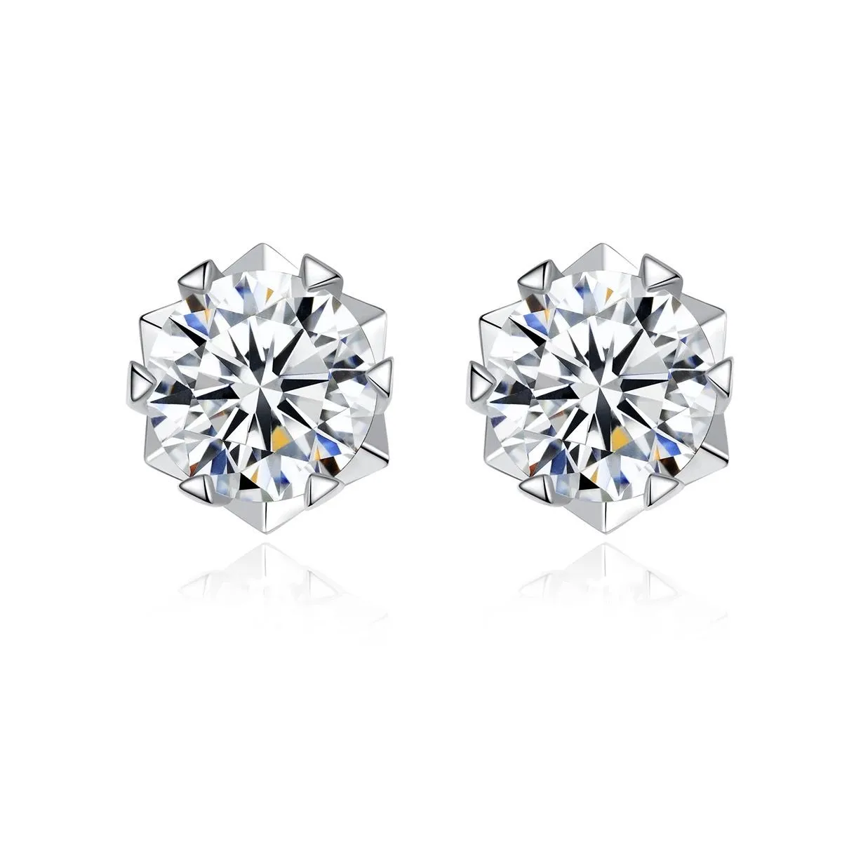 Certified 1 Carat Moissanite Diamond Stud Earrings in 925 Sterling Silver