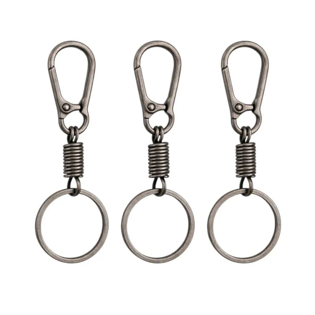 3 Pack - Heavy Duty Buckle Key Chain - Metallic Grey