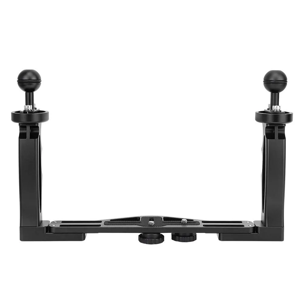 All Metal Dual Handheld Diving Flashlight Bracket Underwater Camera Holder