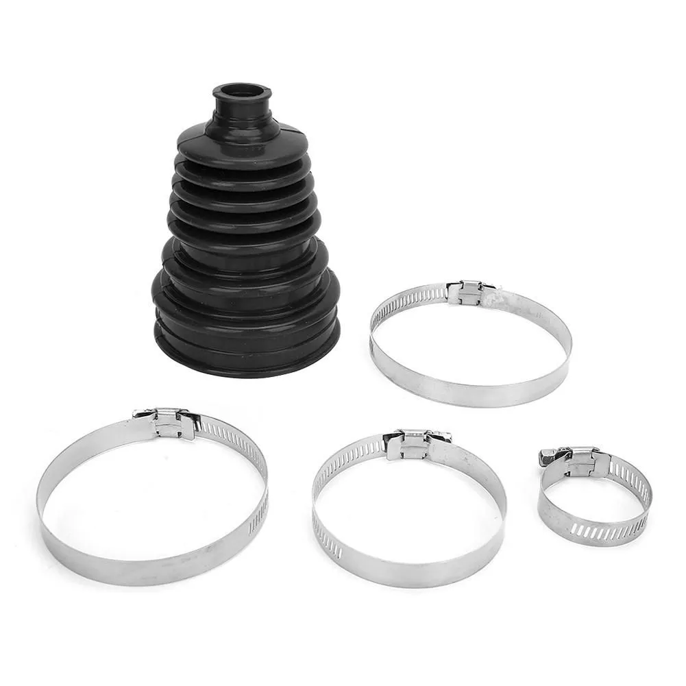 Universal Silicone Cv Axle Boot Dust Cover Ball Head Clamp Kit Black