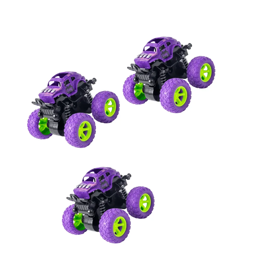 Kids Off-Road Inertia Monster Toy Truck - 3 Pack - Purple