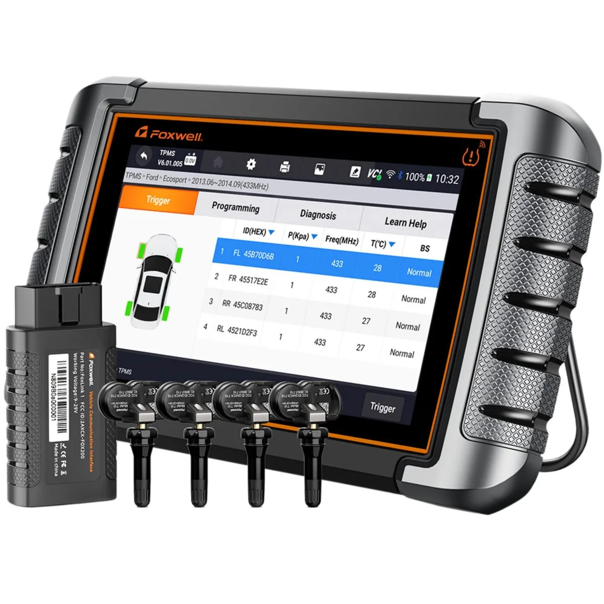 Foxwell NT809TS TPMS Programming Obd2 Scanner with 4Piece Tire Sensors