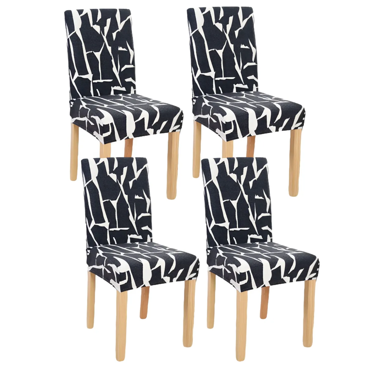 Kitchen Chair Stretch Covers Dining Chair Slipcover Set Of 4 Removable - Black