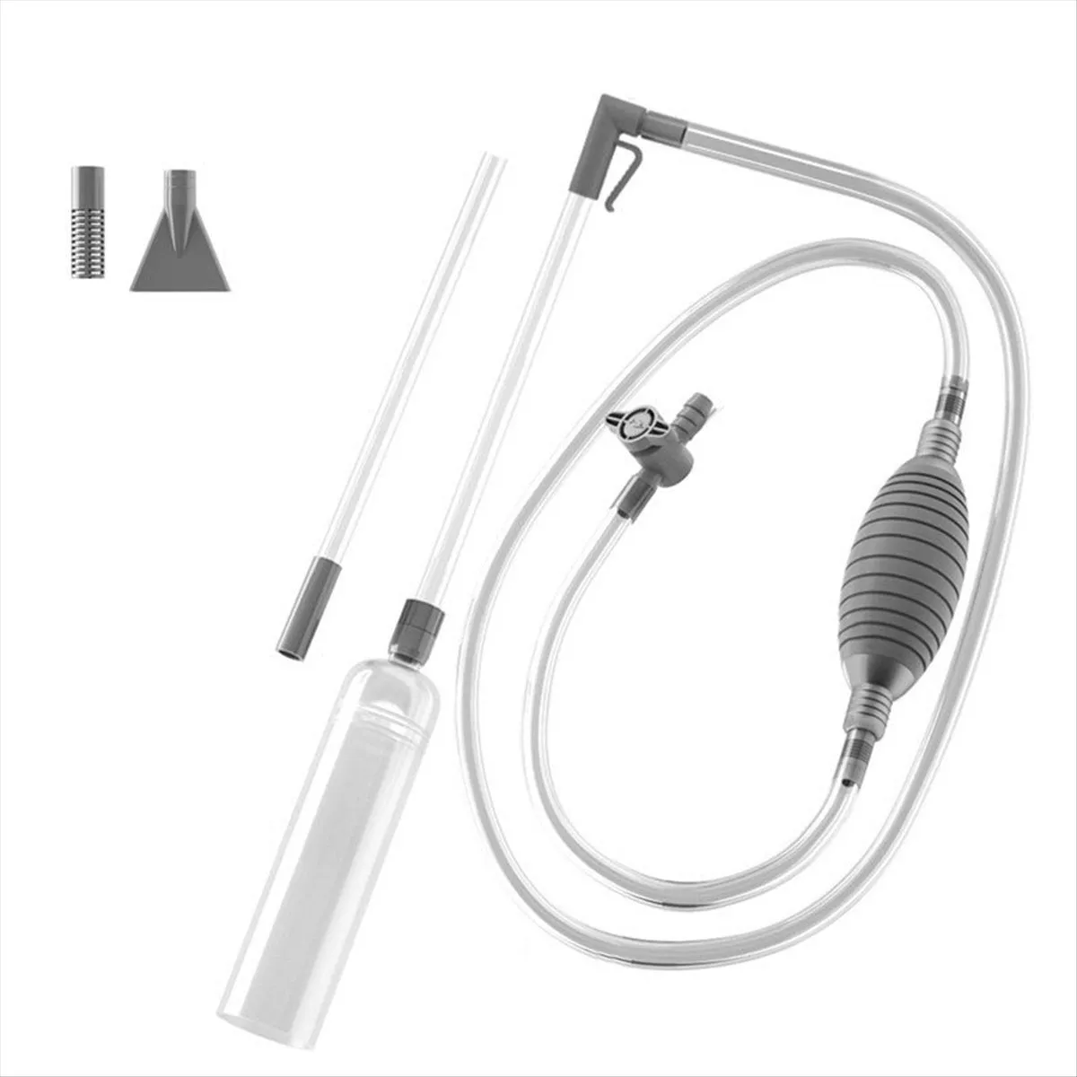 Handheld Pool Vacuum with Valve Manual SpaVac 2 Nozzle Adapters,grey