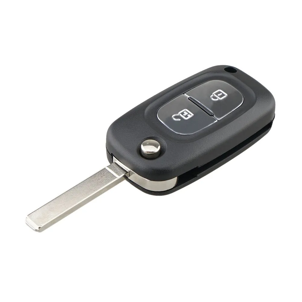 Replacement 2 Buttons Car Key Case with Foldable Uncut Key for Renault