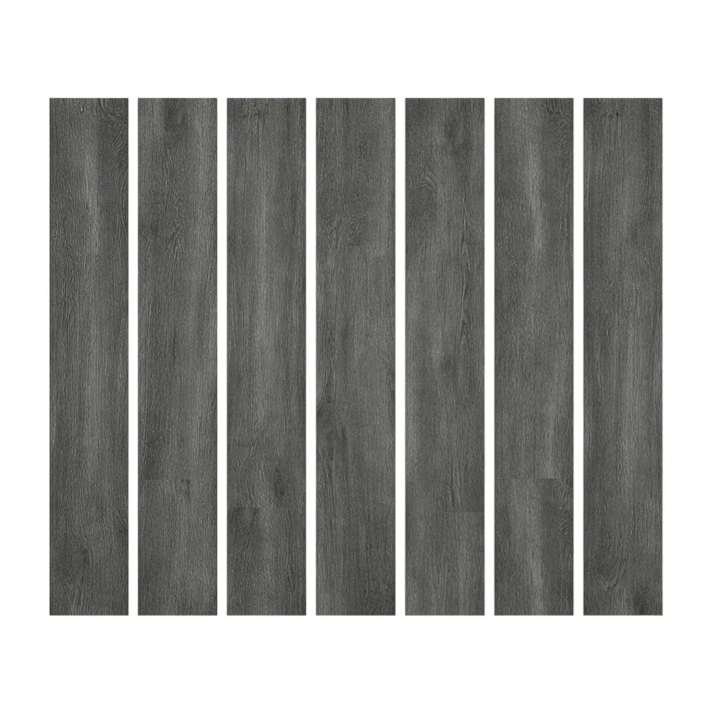 7 Piece - Wood Grain Peel-and-Stick PVC Floor Planks - Oak Grey