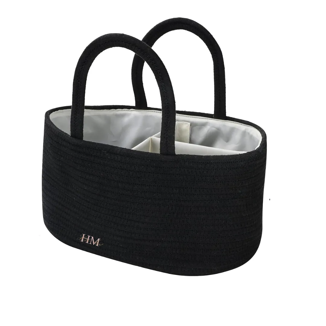 Rope Diaper Caddy Storage Basket - Black
