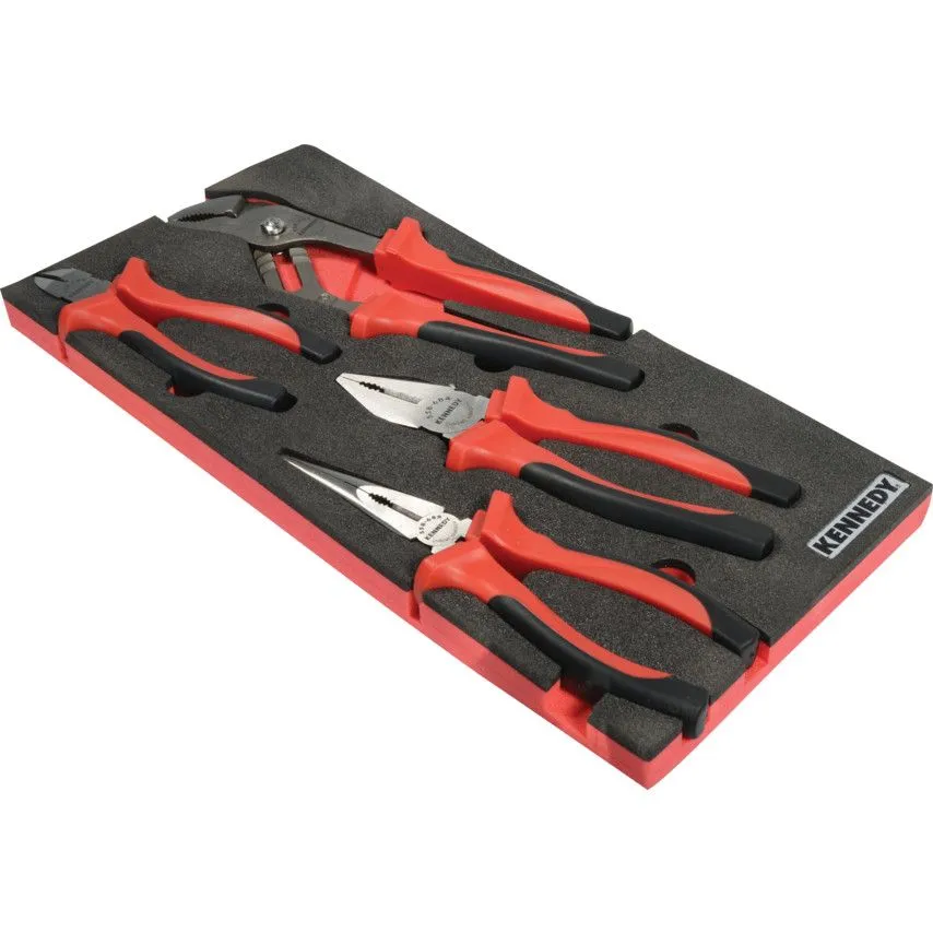 1 x 4 Piece Pro Torq Comfort Grip Pliers Set in Tool 1/3 Foam Inlay