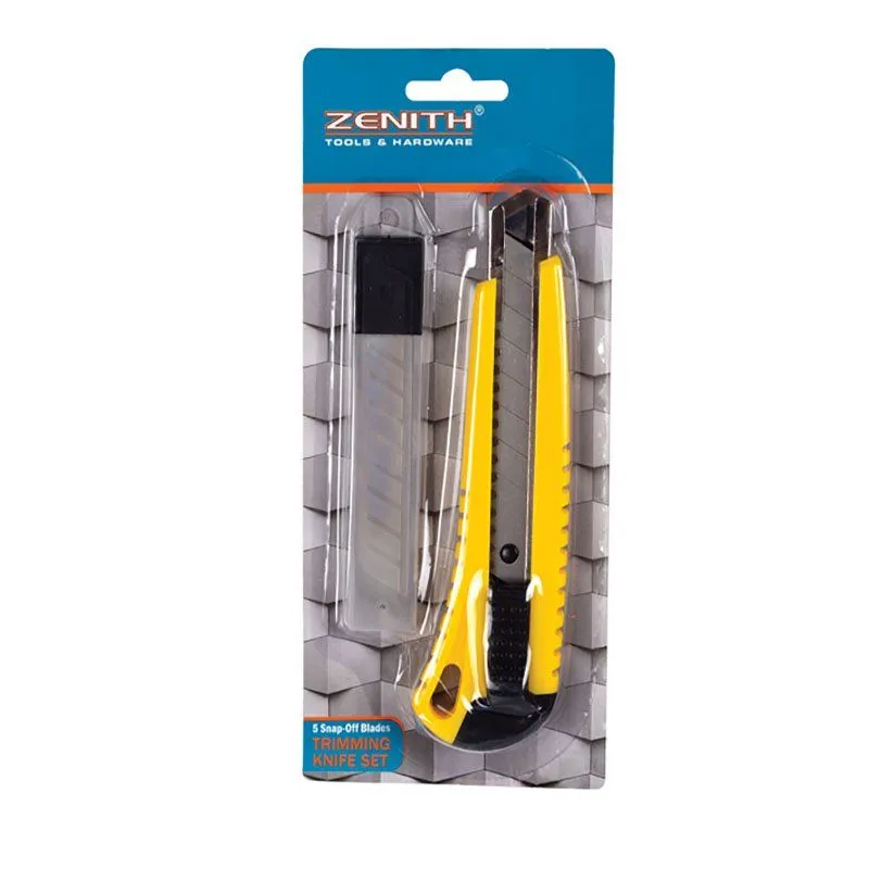 Utility Knife - Retractable - 5 Spare Blades - Yellow - 20mm - 12 Pack
