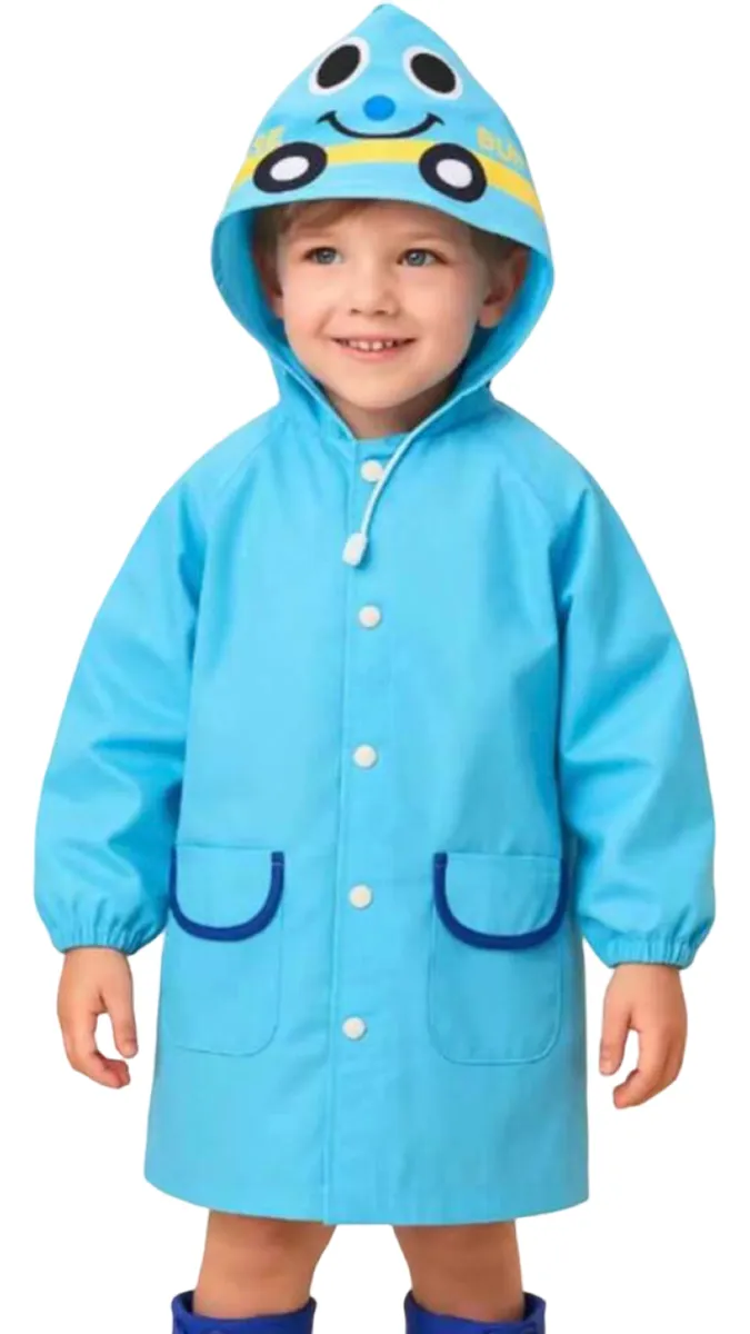 Cartoon Raincoats For Kids - Blue