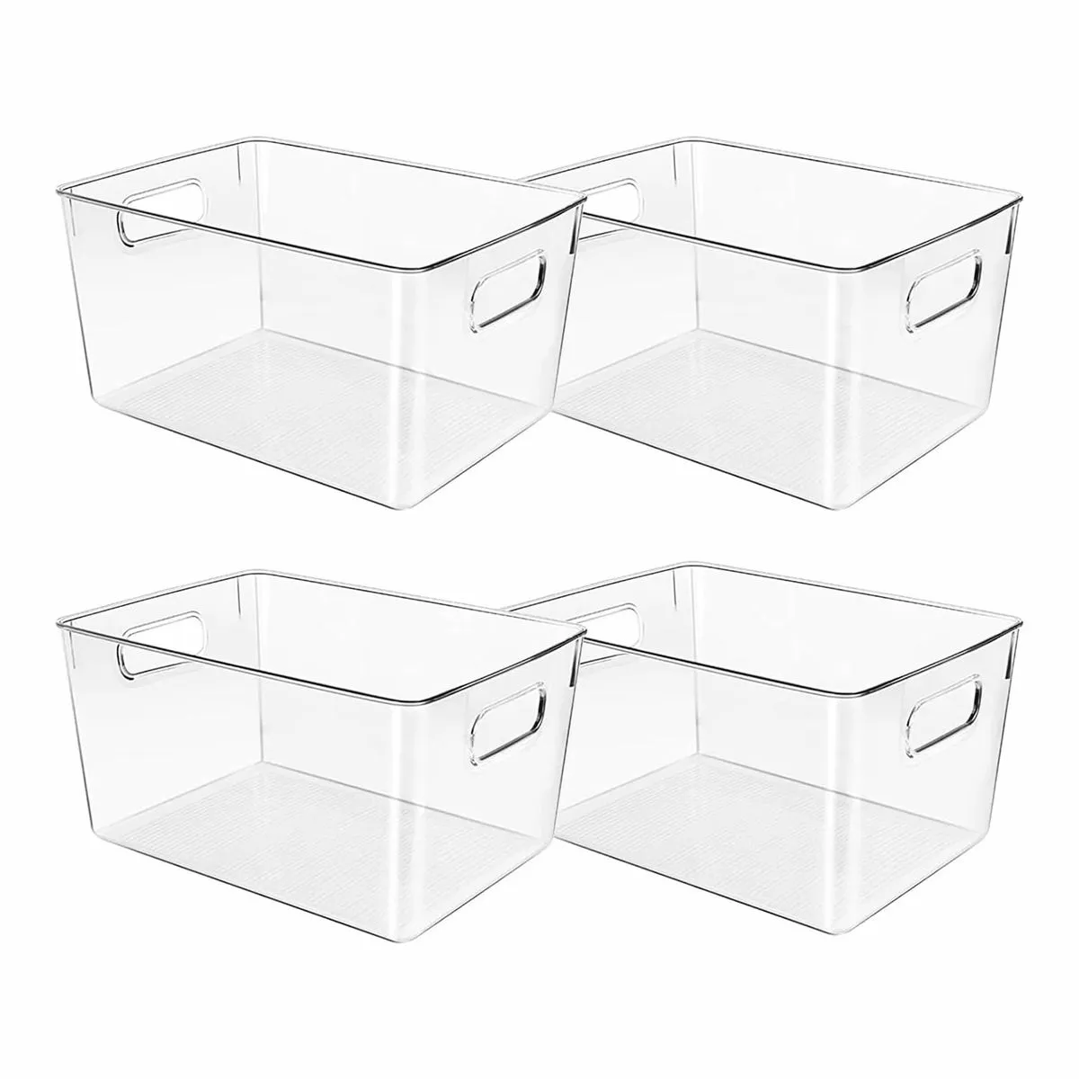 4Piece Clear Plastic Storage Bins, Pantry Organizers and Storage