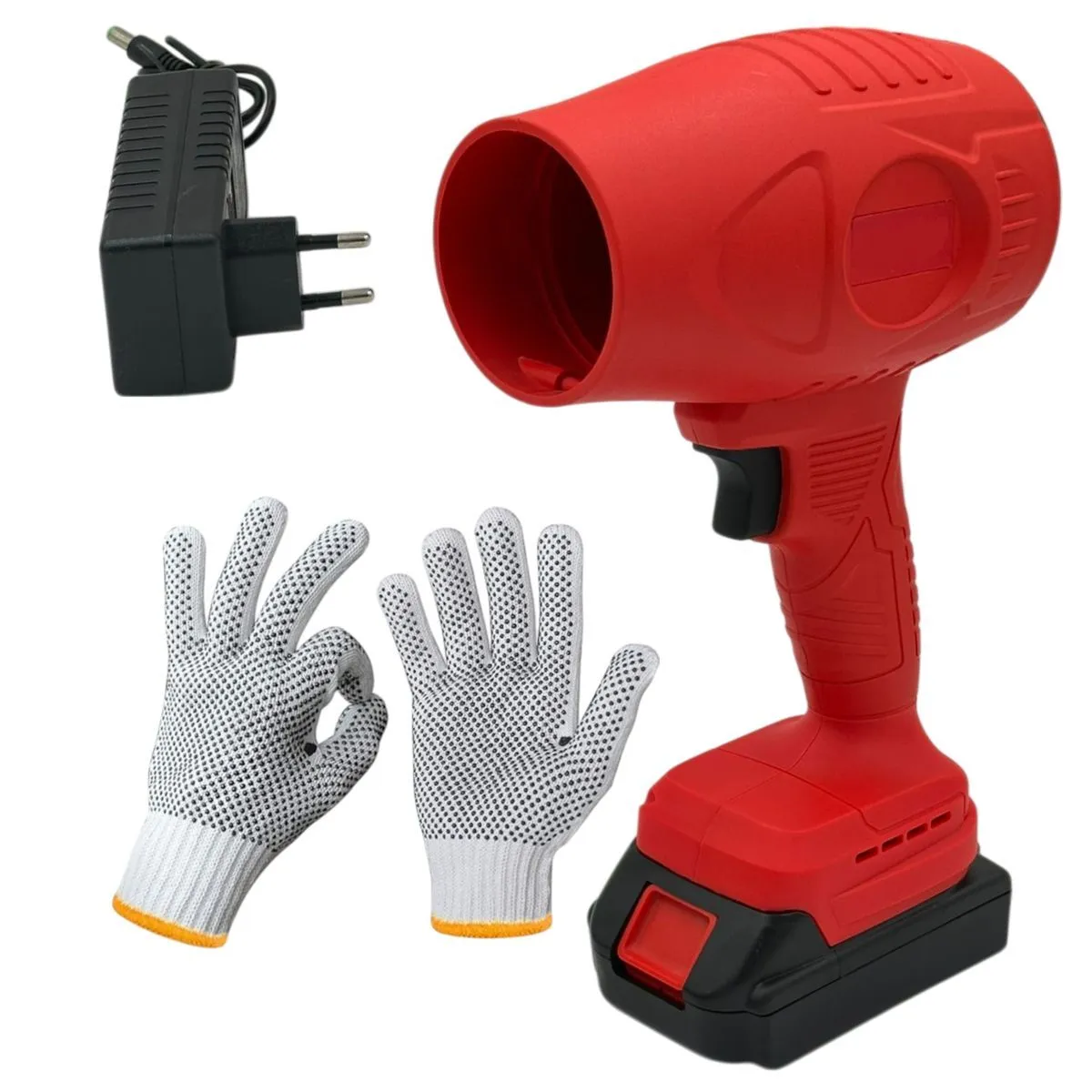 21V Cordless Turbo Air Blower 38000RPM With Battery & Gloves