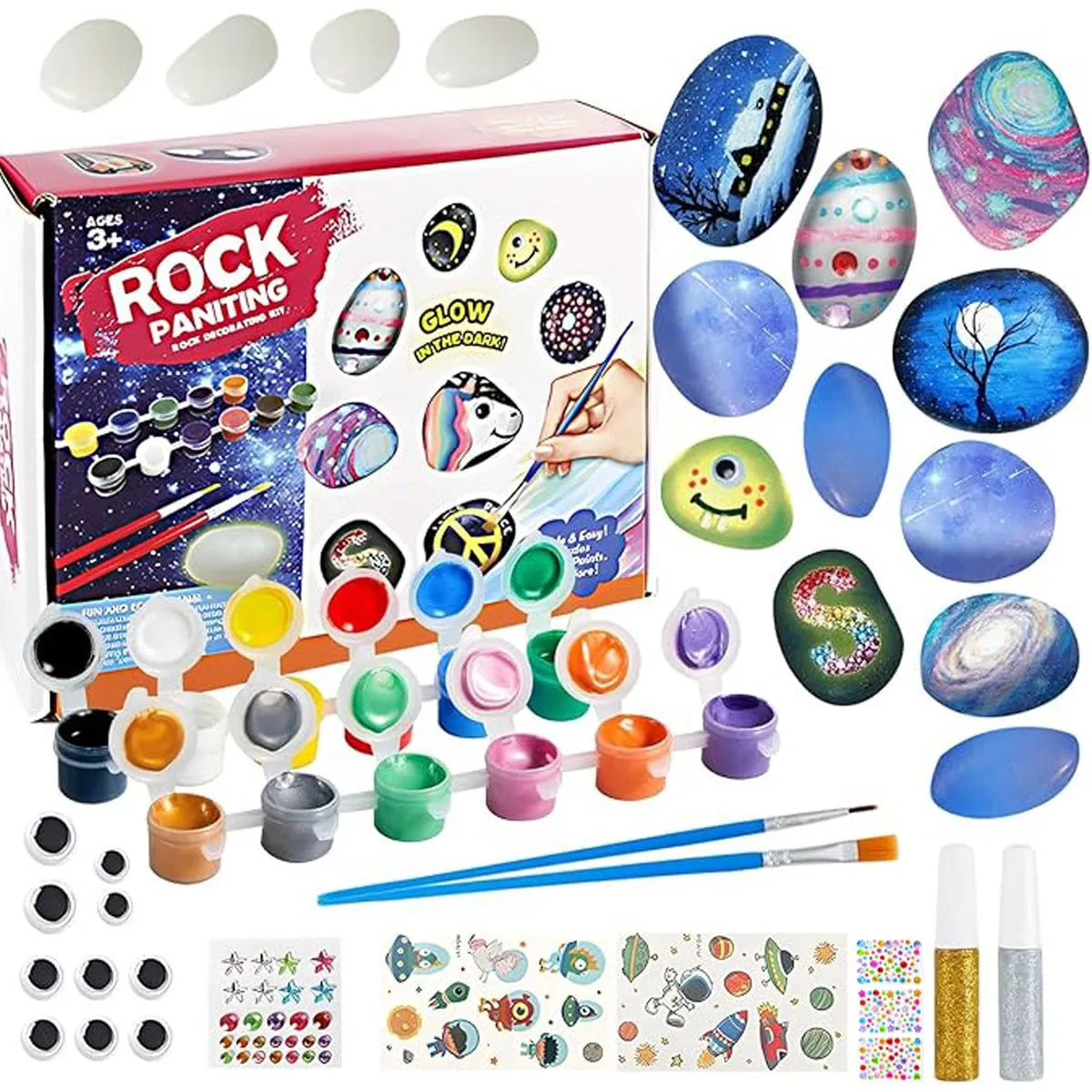 Kids Rock Painting Kit Glow in The Dark Rock Painting Arts & Crafts Kit