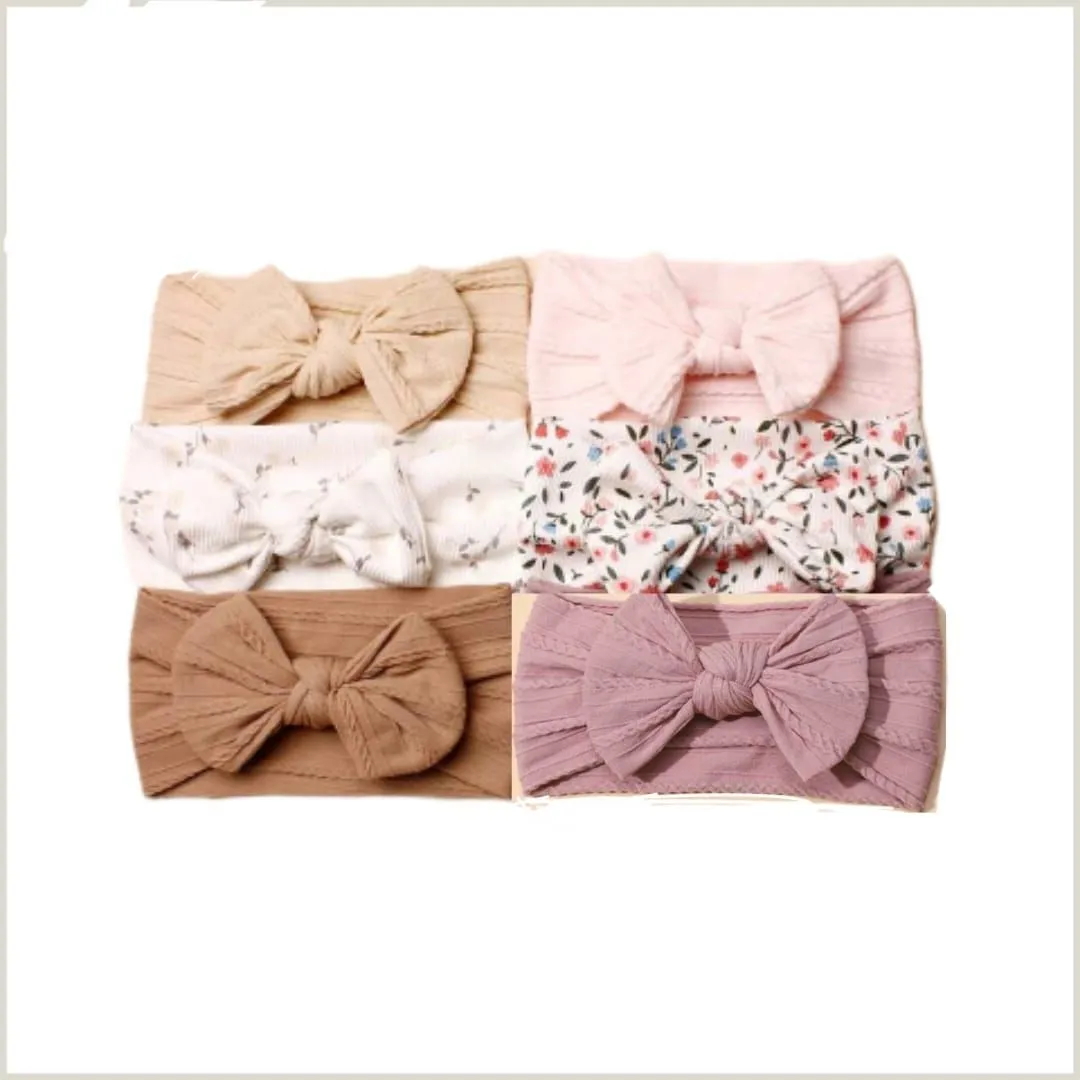 Printed Bow Baby Headband -Set Of 6-Piece