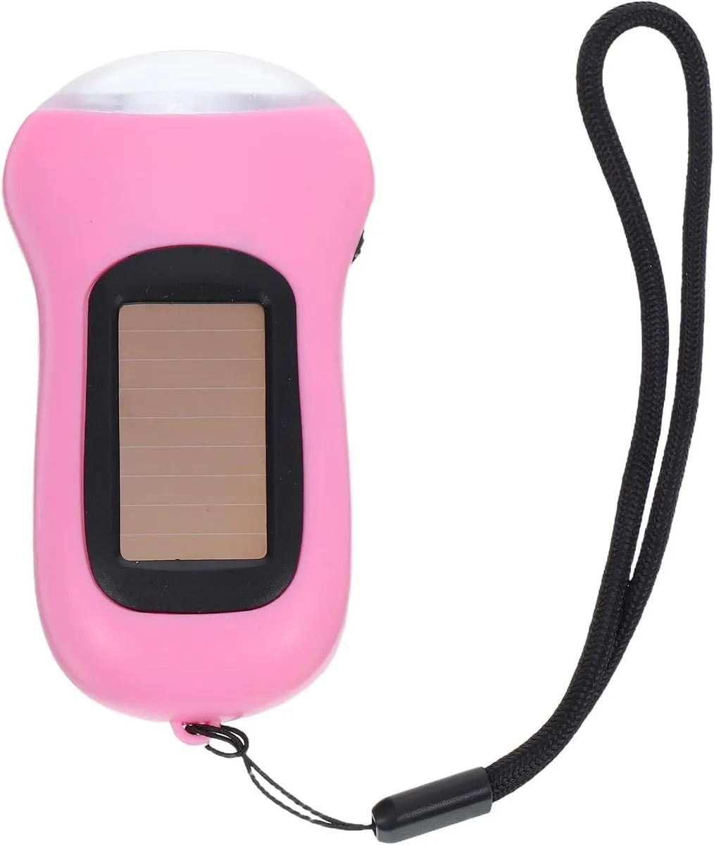 Solar Crank Flashlight Hand Powered LED Survival Light Rechargeable No