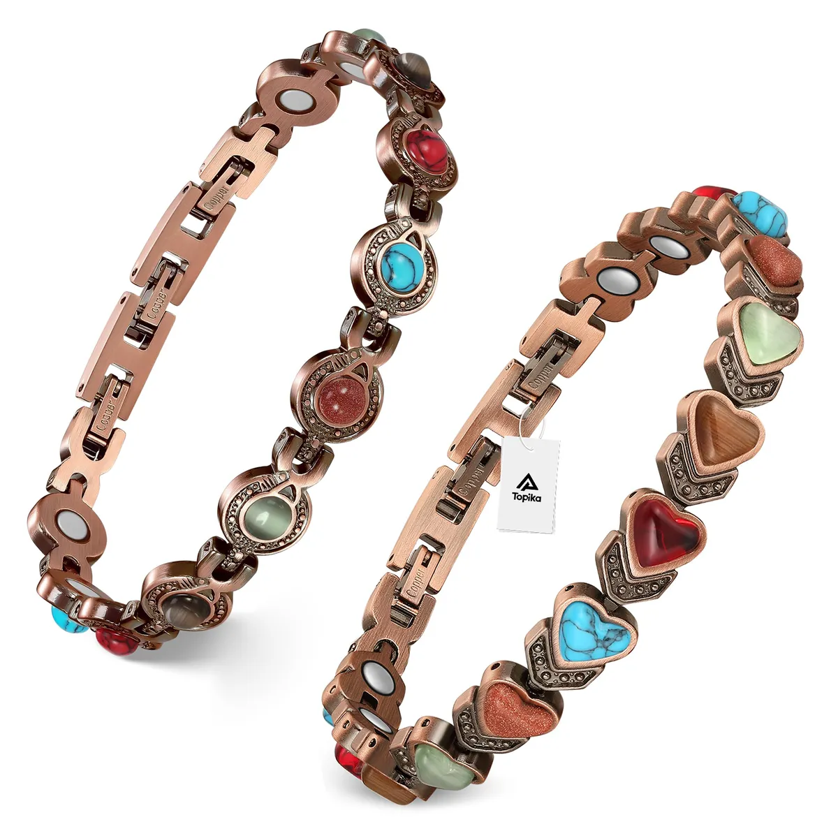 Topika Pure Copper Magnetic Bracelets for Women, Adjustable Copper Bracelet