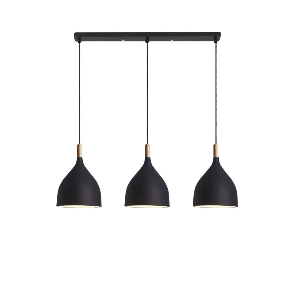 Drlight Modern Small Bowl Style Pendant Light - Long Strip 3 Cover - Black